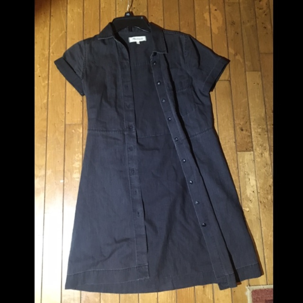 Madewell black denim button dress